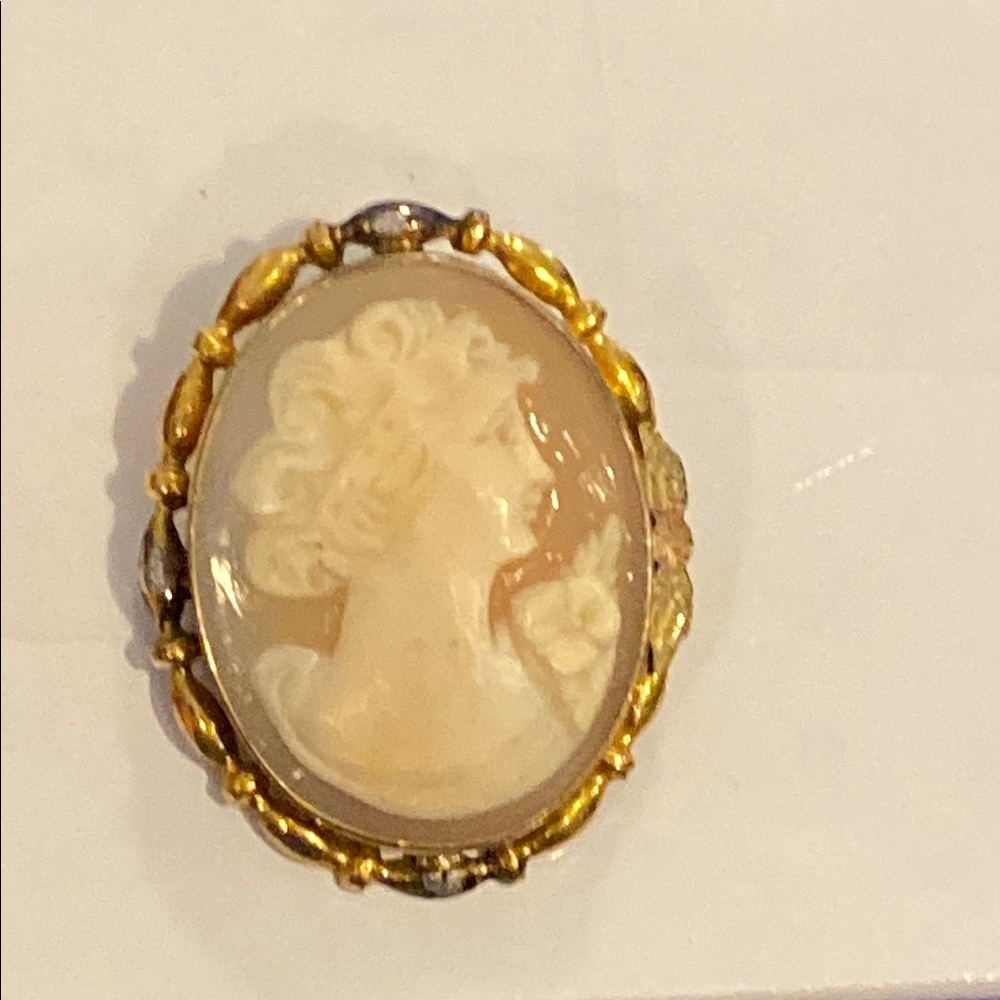 Vintage 12K Gold filled Cameo Brooch/ Pendant Hand Carved AD Marked - Picture 4 of 15